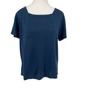 Vintage 90’s Herman Geist Knit Top Square Neck Blue Sweater‎ Large